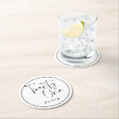 白黒モダンタイポグラフィ21歳の誕生日 ラウンドペーパーコースター (インサイチュ)