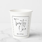 白黒モダンタイポグラフィ21歳の誕生日 紙コップ (正面)