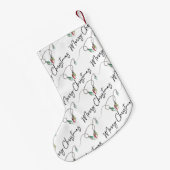 白黒モダンタイポグラフィ スモールクリスマスストッキング (裏面 (吊り時))