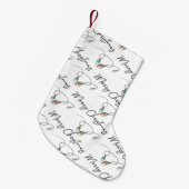 白黒モダンタイポグラフィ スモールクリスマスストッキング (正面 (吊り時))