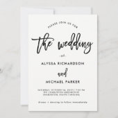 白黒モダンタイポグラフィ | 大理石結婚の 招待状 (正面)