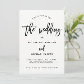 白黒モダンタイポグラフィ | 大理石結婚の 招待状 (スタンド正面)