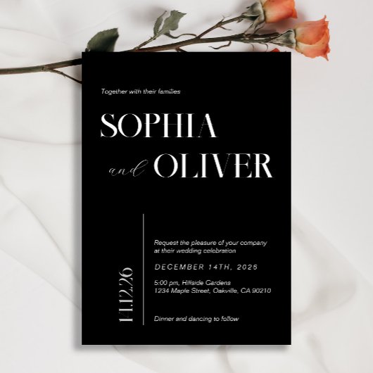 白黒モダンタイポグラフィ 招待状