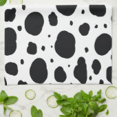 白黒モダンダルマ斑動物パターン キッチンタオル (折り畳み)