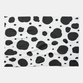 白黒モダンダルマ斑動物パターン キッチンタオル