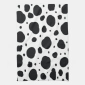 白黒モダンダルマ斑動物パターン キッチンタオル (縦)