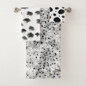 白黒モダンダルマ斑動物パターン バスタオルセット (インサイチュ)