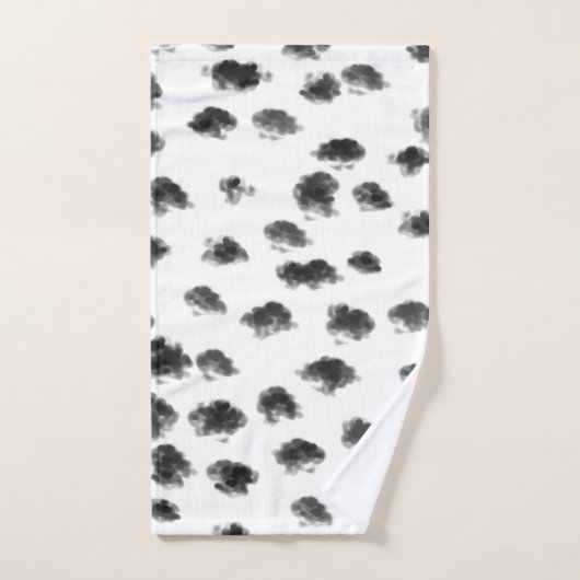 白黒モダンダルマ斑動物パターン バスタオルセット (ハンドタオル)