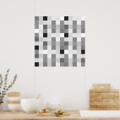 白黒モダンチェッカーボード ポスター (キッチン)