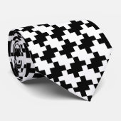 白黒モダンチェック千鳥格子の ネクタイ (ロール)