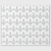 白黒モダンツリーのミニマルなクリスマス ラッピングペーパー (フラット)