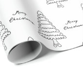 白黒モダンツリーのミニマルなクリスマス ラッピングペーパー (ロールコーナー)