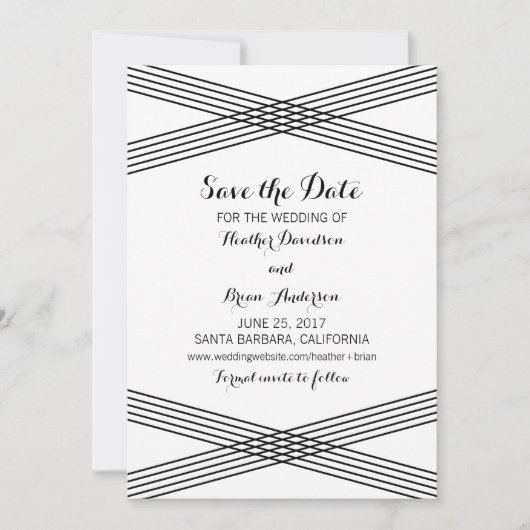 白黒モダンデコ保存日付招待状 セーブザデート (正面)