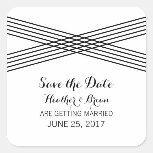 白黒モダンデコ日付ステッカーの保存 スクエアシール (正面)