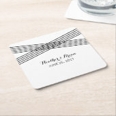 白黒モダンデコ紙コースター スクエアペーパーコースター (アングル)