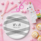 白黒モダンデコ紙プレート ペーパープレート (パーティー)