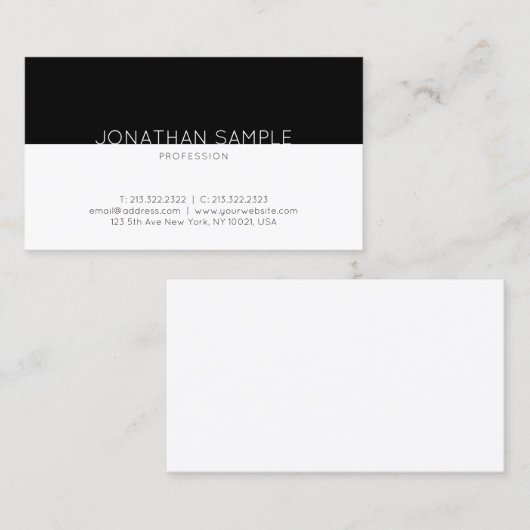 白黒モダンデザインクリーン平野ファッショナブル 名刺 (正面/裏面)