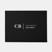 白黒モダントレンディーモノグラスタイリッシュム ドアマット (正面)