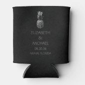 白黒モダントロピカルパイナップル結婚ズ 缶クーラー (正面)