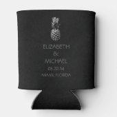 白黒モダントロピカルパイナップル結婚ズ 缶クーラー (裏面)