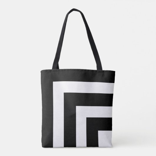白黒モダントートバストライプのッグ トートバッグ (裏面)