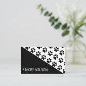 白黒モダンドッグウォーカー又はペットトリマー 名刺 (スタンド正面)