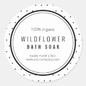 白黒モダンドット製品ラベルのシール ラウンドシール (正面)