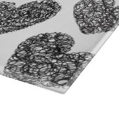 白黒モダンドードルハートパターン カッティングボード (角)