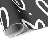 白黒モダンドードルハートパターン ラッピングペーパー (ロールコーナー)