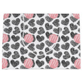 白黒モダンドードルハートモノグラムの ラージペーパーバッグ (正面)