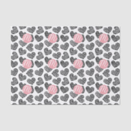 白黒モダンドードルハートモノグラムの 薄葉紙