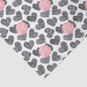 白黒モダンドードルハートモノグラムの 薄葉紙 (詳細)