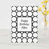 白黒モダンハッピーバースデー カード (黄色い花)