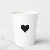 白黒モダンハートミニマルシンプルリスト 紙コップ (裏面)