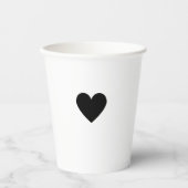 白黒モダンハートミニマルシンプルリスト 紙コップ (正面)