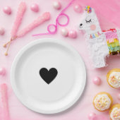 白黒モダンハートラブエレガントカスタム ペーパープレート (パーティー)