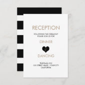 白黒モダンハート披露宴カード 招待状 (正面/裏面)