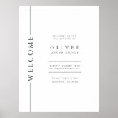 白黒モダンバー(ユダヤ教の)バル・ミツバーウェルカムサイン ポスター (正面)