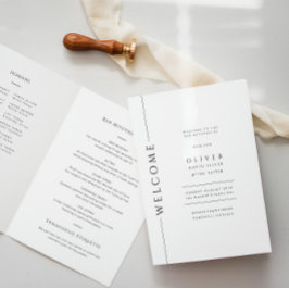 白黒モダンバー（ユダヤ教の）バル・ミツバー冊子折り プログラム