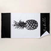 白黒モダンパイナップル |カスタム ビーチタオル (正面)