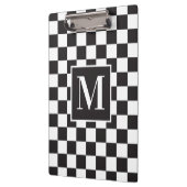 白黒モダンパター市松模様にンモノグラム クリップボード (左)