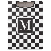 白黒モダンパター市松模様にンモノグラム クリップボード (正面)