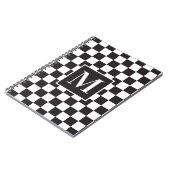 白黒モダンパター市松模様にンモノグラム ノートブック (左側)