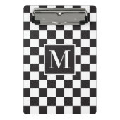 白黒モダンパター市松模様にンモノグラム ミニクリップボード (正面)