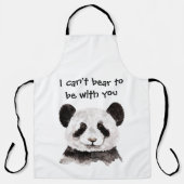白黒モダンパンダのロマンチックな引用文 エプロン (正面)