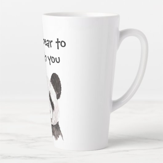 白黒モダンパンダのロマンチックな引用文 カフェラテマグ (右)