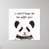 白黒モダンパンダのロマンチックな引用文 キャンバスプリント (正面)