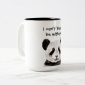 白黒モダンパンダのロマンチックな引用文 ツートーンマグカップ (正面左)
