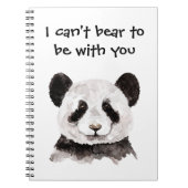 白黒モダンパンダのロマンチックな引用文 ノートブック (正面)