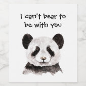 白黒モダンパンダのロマンチックな引用文 ワインラベル (シングルラベル)